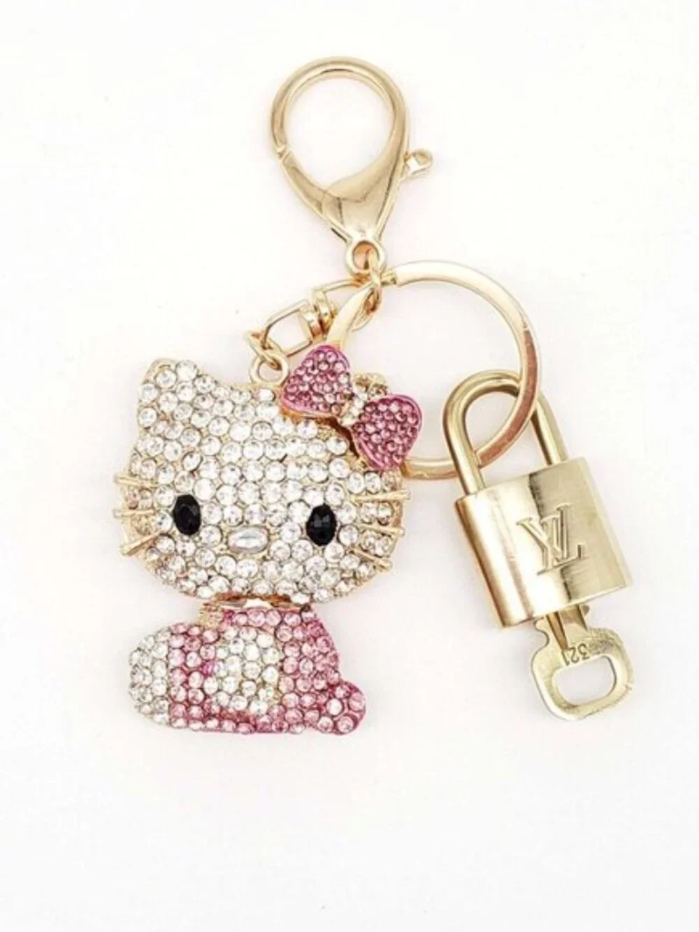 Authentic LV Louis Vuitton Gold Padlock 🔑Unbranded Hello Kitty Bag Charm